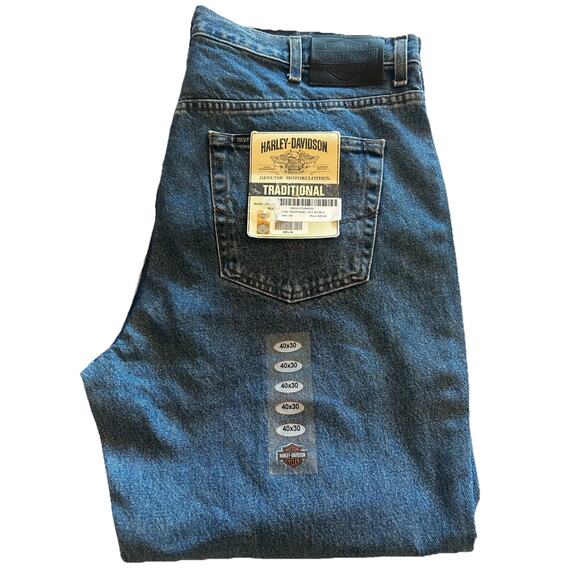 NWT HARLEY DAVIDSON Men’s Jeans 40x30 TRADITIONAL BLUE Jeans Denim Heavyweight - Picture 1 of 12